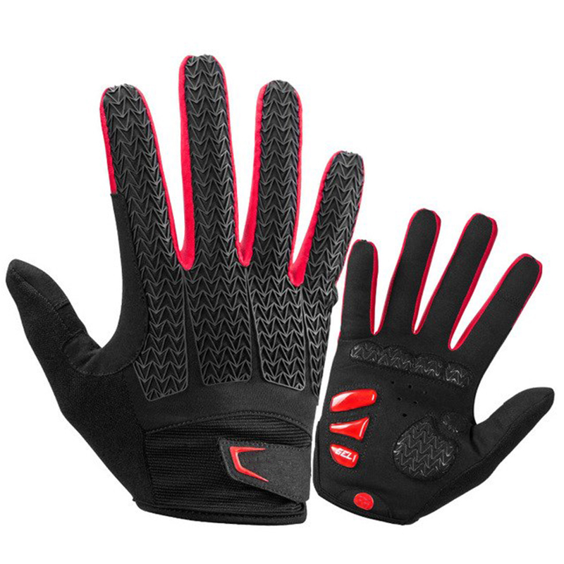 Red And Black Winter Bike Sports Gloves For Sweaty Hands